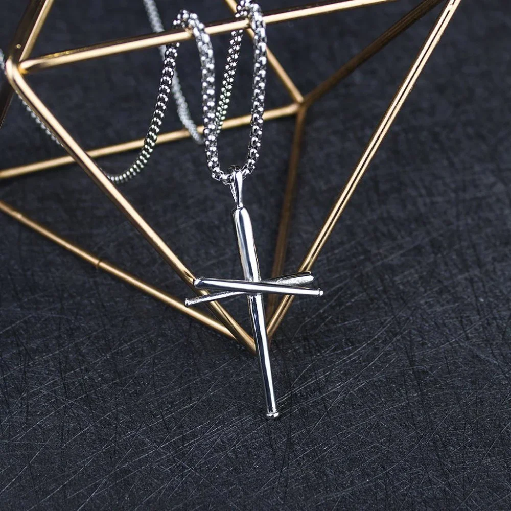 ❤️Punk rivet nail cross couple pendant necklace for women/men, N90201P218